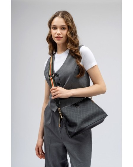 Bolso de hombro Edith Negro Gris 334 Lucky Bees 671LKB1512