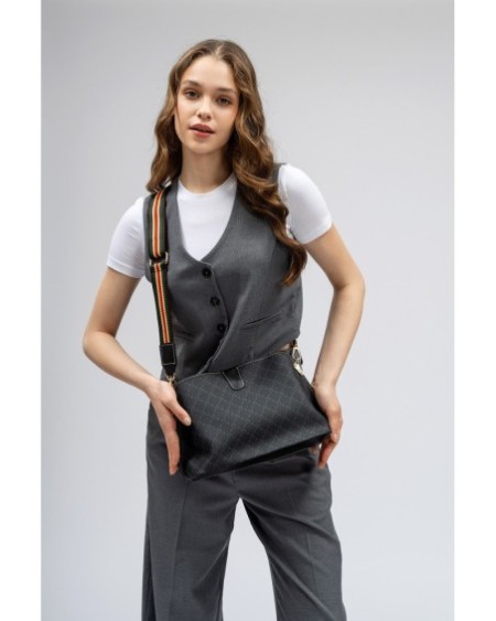 Bolso de hombro Edith Negro Gris 334 Lucky Bees 671LKB1512