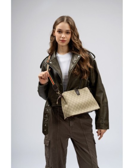 Bolso de hombro Edith Crema Marrón 334 Lucky Bees 671LKB1513