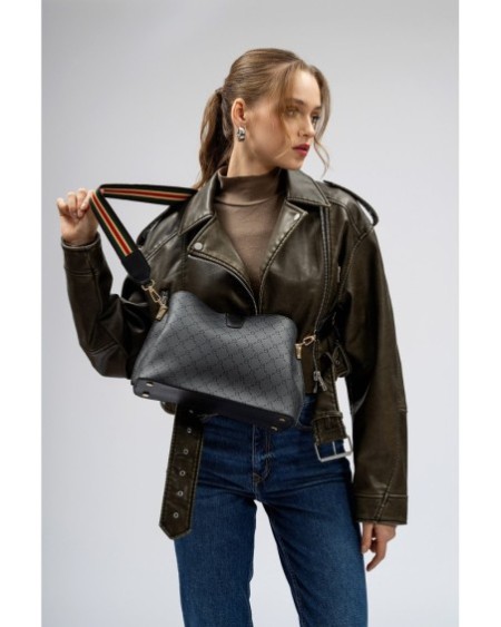 Bolso de hombro Edith Gris Negro 334 Lucky Bees 671LKB1514