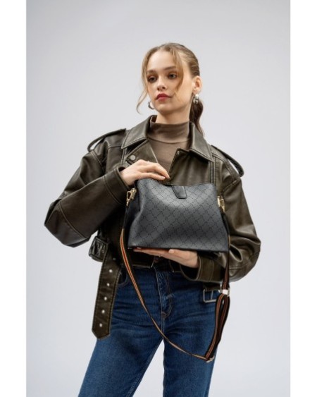 Bolso de hombro Edith Gris Negro 334 Lucky Bees 671LKB1514