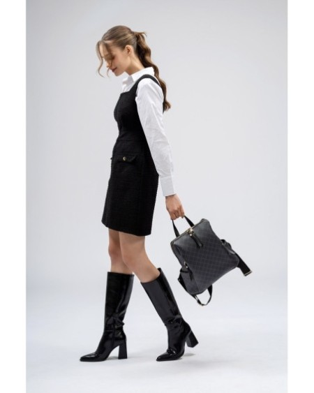 Mochila Eliana Negro Gris 359 Lucky Bees 671LKB1515