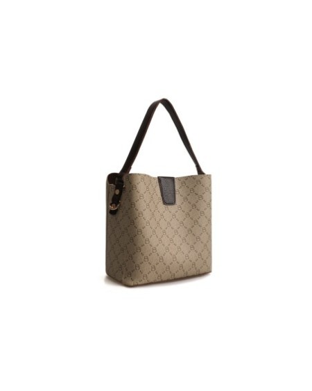 Bolso tipo cubo Eloina Crema Marrón 328 Lucky Bees 671LKB1519