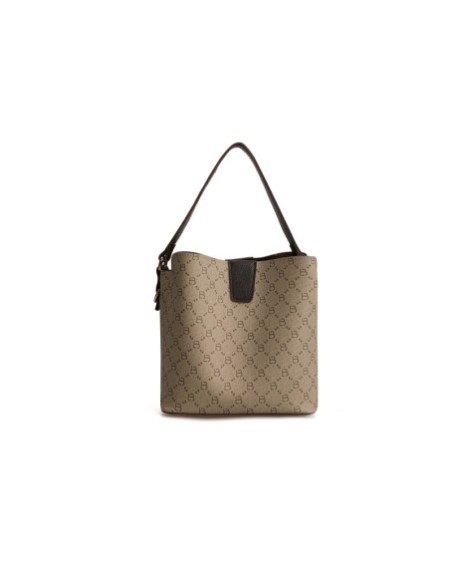 Bolso tipo cubo Eloina Crema Marrón 328 Lucky Bees 671LKB1519