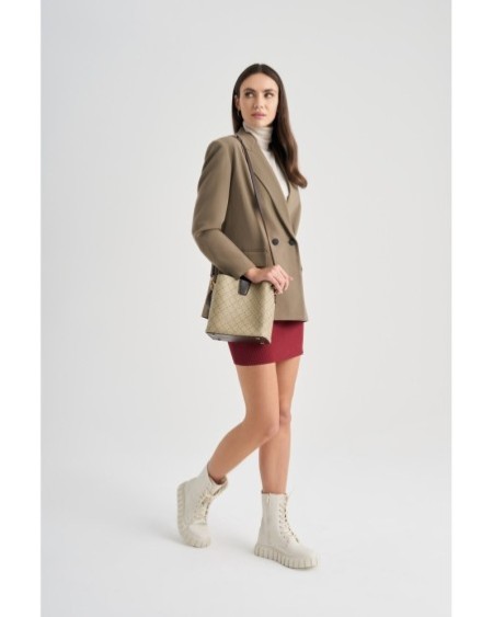 Bolso tipo cubo Eloina Crema Marrón 328 Lucky Bees 671LKB1519
