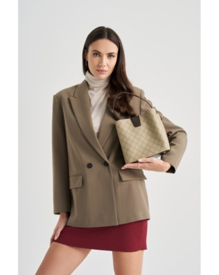 Bolso tipo cubo Eloina Crema Marrón 328 Lucky Bees 671LKB1519
