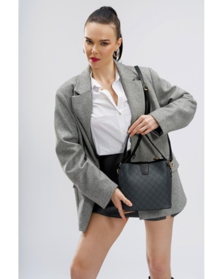 Bolso tipo cubo Eloina Gris Negro 328 Lucky Bees 671LKB1520