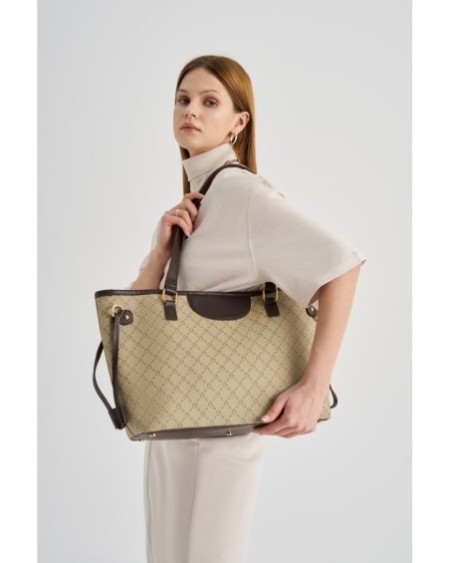 Bolsa de mano Eneida Crema Marrón 355 Lucky Bees 671LKB1522