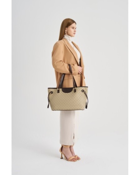 Bolsa de mano Eneida Crema Marrón 355 Lucky Bees 671LKB1522
