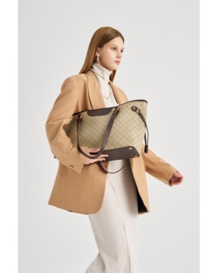 Bolsa de mano Eneida Crema Marrón 355 Lucky Bees 671LKB1522