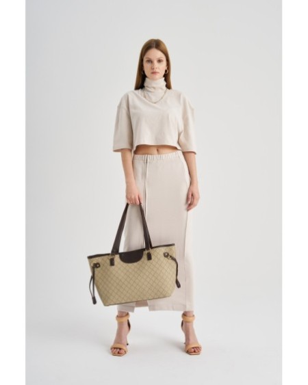 Bolsa de mano Eneida Crema Marrón 355 Lucky Bees 671LKB1522