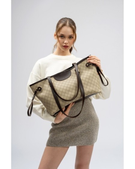 Bolsa de mano Eneida Crema Marrón 355 Lucky Bees 671LKB1522
