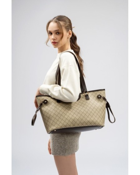 Bolsa de mano Eneida Crema Marrón 355 Lucky Bees 671LKB1522