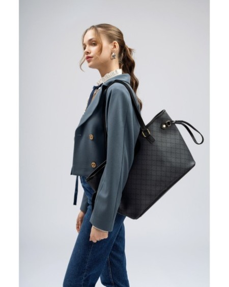 Bolsa de mano Eneida Gris Negro 355 Lucky Bees 671LKB1523