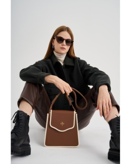 Bolso de hombro Jamila Marrón Crema 1248 Lucky Bees 671LKB1630