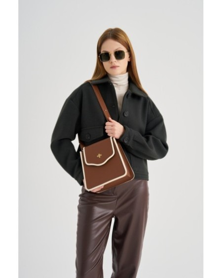 Bolso de hombro Jamila Marrón Crema 1248 Lucky Bees 671LKB1630
