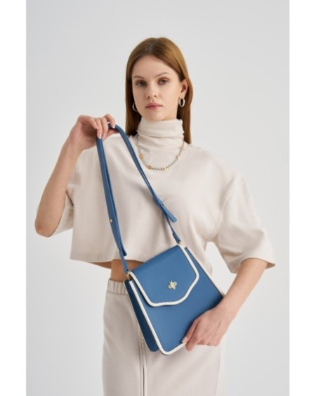 Bolso de hombro Jamila Azul Crema 1248 Lucky Bees 671LKB1632