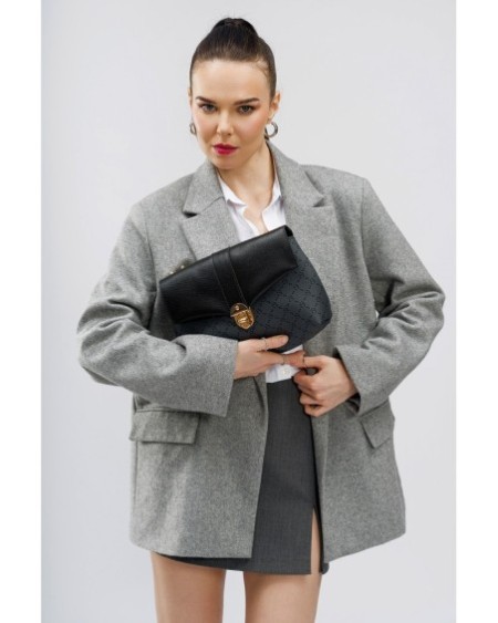 Bolso de hombro Luciana Negro Gris 1228 Lucky Bees 671LKB1709