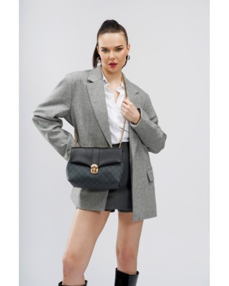 Bolso de hombro Luciana Negro Gris 1228 Lucky Bees 671LKB1709