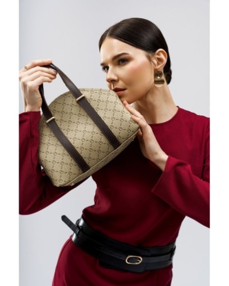 Bolso Chic Marcela Crema Marrón 1233 Lucky Bees 671LKB1716