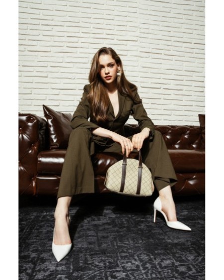 Bolso Chic Marcela Crema Marrón 1233 Lucky Bees 671LKB1716