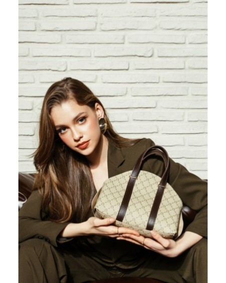 Bolso Chic Marcela Crema Marrón 1233 Lucky Bees 671LKB1716