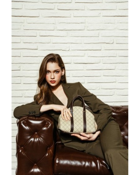 Bolso Chic Marcela Crema Marrón 1233 Lucky Bees 671LKB1716