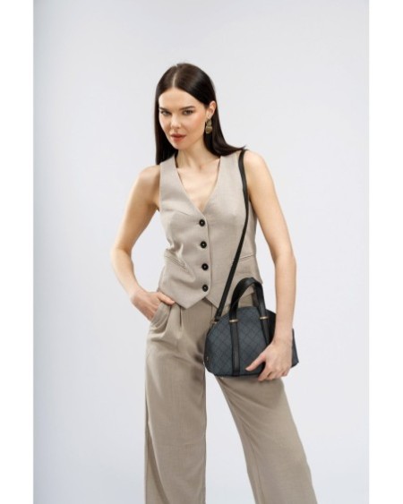 Bolso Chic Marcela Gris Negro 1233 Lucky Bees 671LKB1718