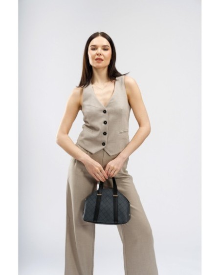 Bolso Chic Marcela Gris Negro 1233 Lucky Bees 671LKB1718