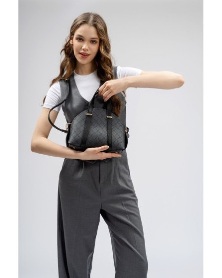 Bolso Chic Marcela Gris Negro 1233 Lucky Bees 671LKB1718