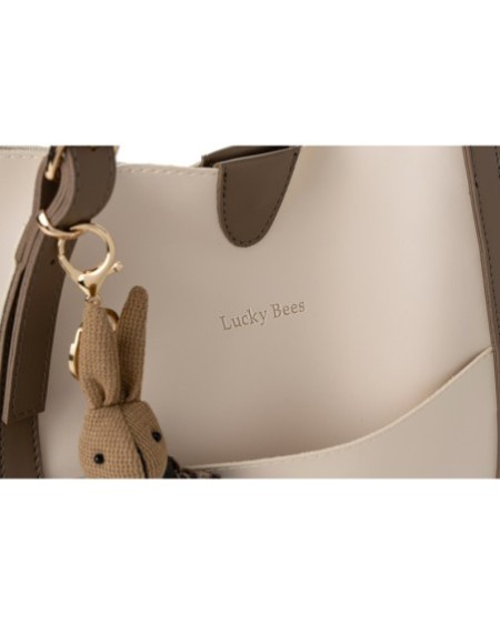 Bolsa de mano Yanira Crema Visón Oscuro 352 Lucky Bees 671LKB1938