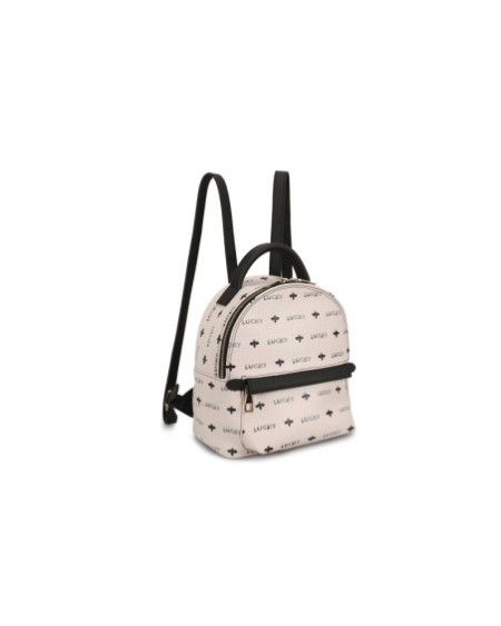 Mochila Carmina Crema Negro 338 Lucky Bees 671LKB1413