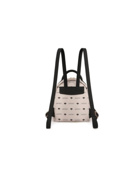 Mochila Carmina Crema Negro 338 Lucky Bees 671LKB1413