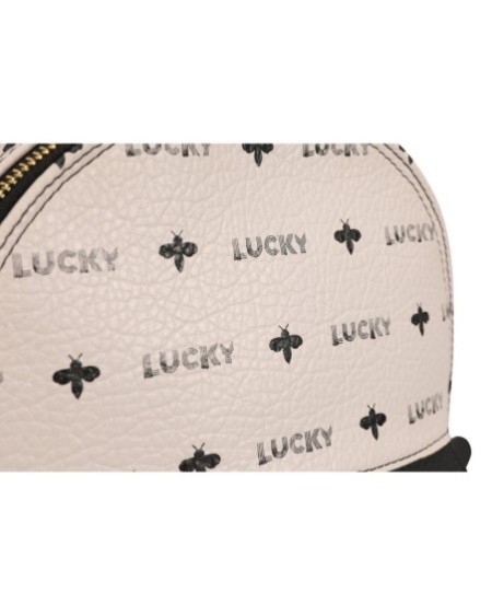 Mochila Carmina Crema Negro 338 Lucky Bees 671LKB1413