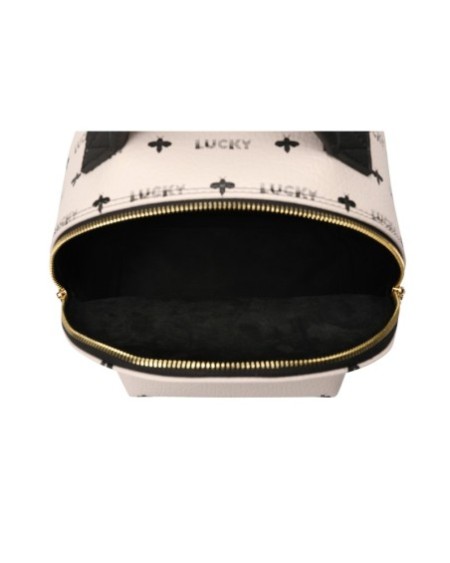 Mochila Carmina Crema Negro 338 Lucky Bees 671LKB1413