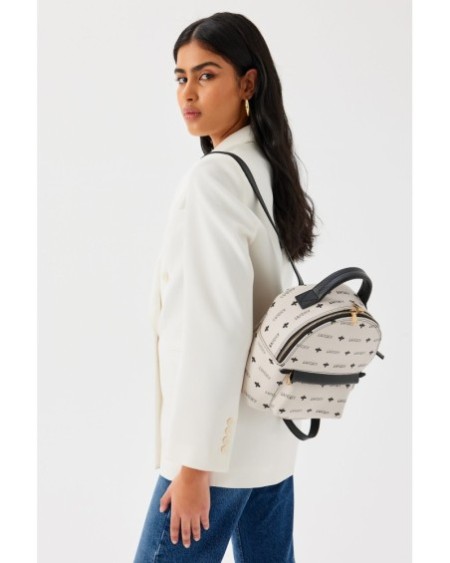 Mochila Carmina Crema Negro 338 Lucky Bees 671LKB1413