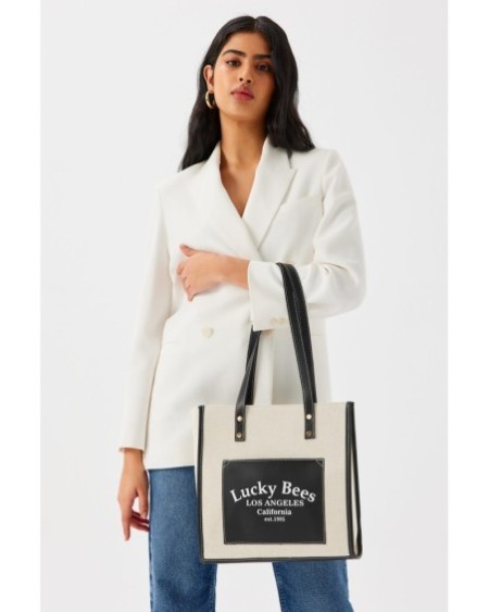 Bolsa de mano Celestina Negro Crema 376 Lucky Bees 671LKB1427
