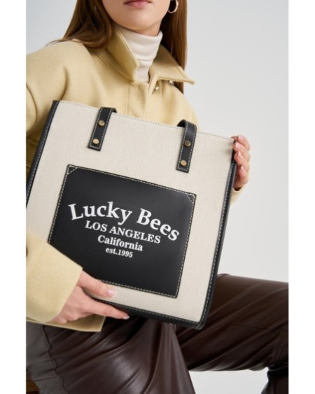 Bolsa de mano Celestina Negro Crema 376 Lucky Bees 671LKB1427