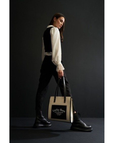 Bolsa de mano Celestina Negro Crema 376 Lucky Bees 671LKB1427