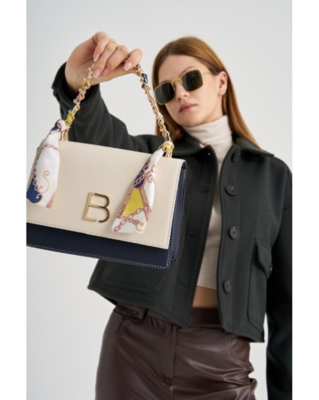 Bolso bandolera Dania Crema Azul Oscuro 918 Lucky Bees 671LKB1486